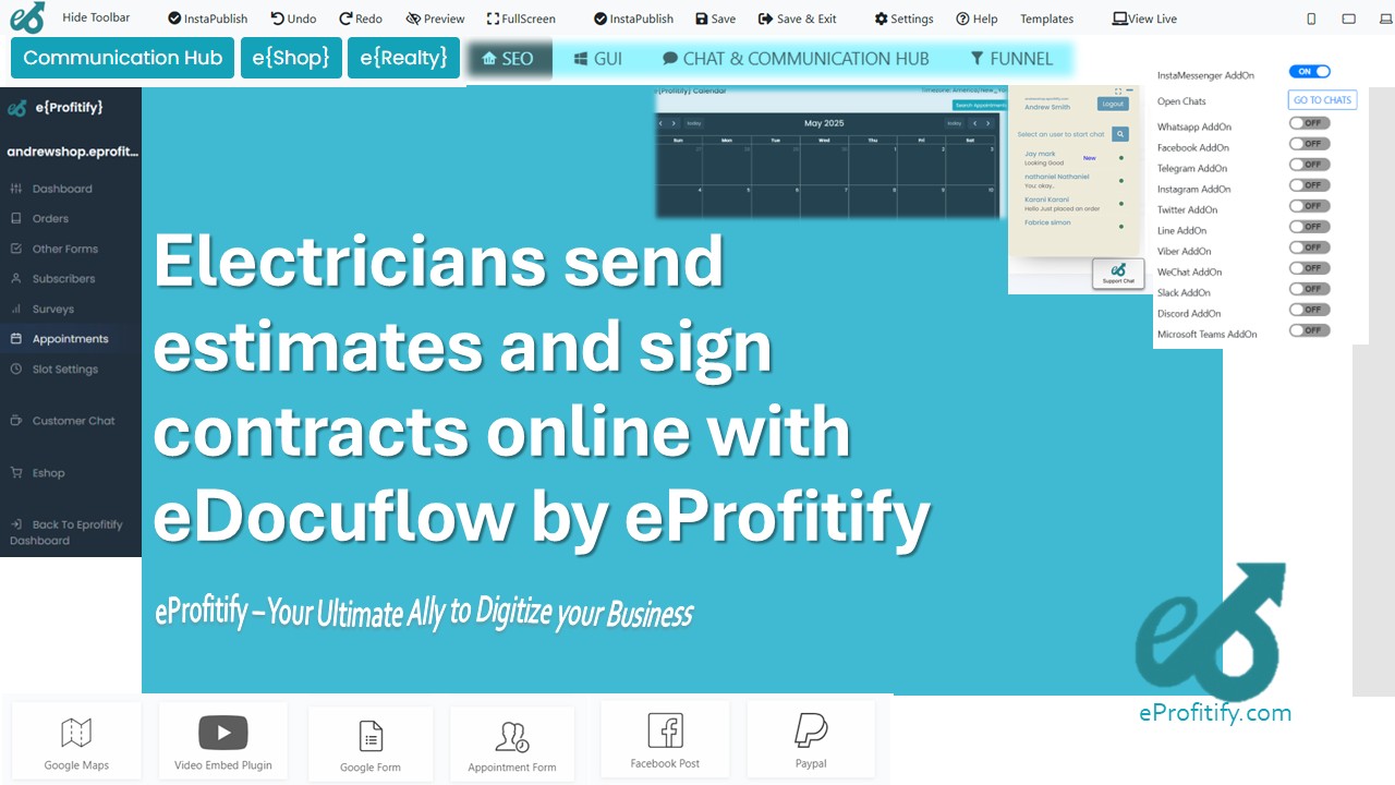 Electricians send estimates and sign contracts online with eDocuflow by eProfitify